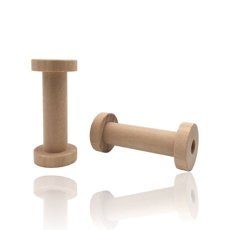 Typewriter Ribbon Roll - 10Pcs Natural Wooden Spools 3x7cm Thread