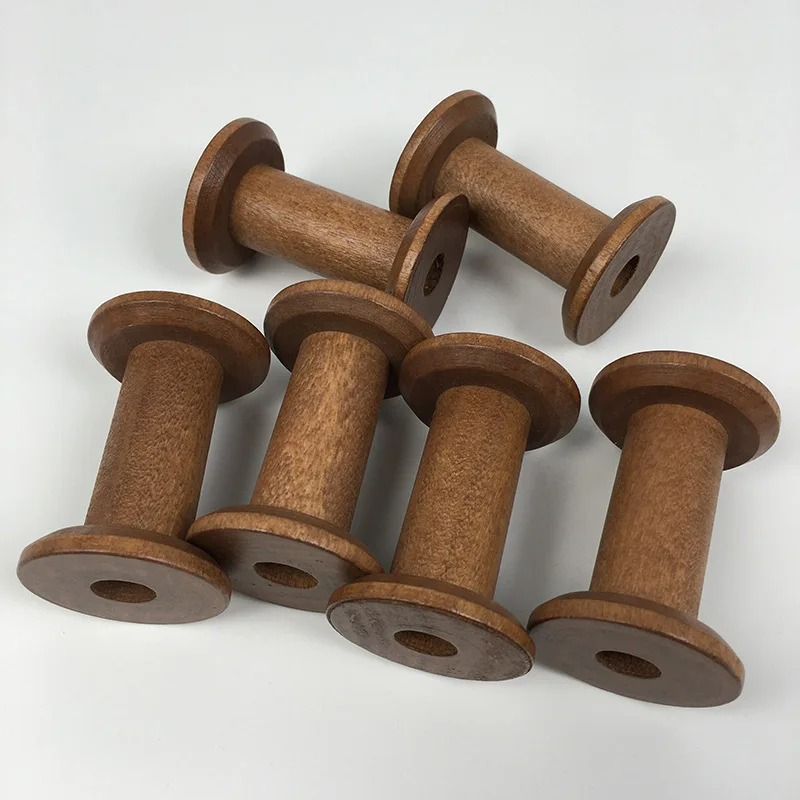 6Pcs Vintage Wooden Spools DIY - Typewriter Ribbon Roll recension och pris